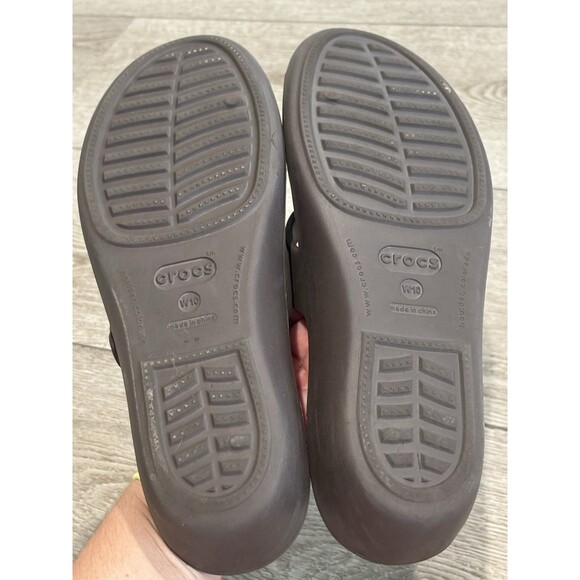 Crocs Patricia Women's Wedge Heel Sandals Brown Shoes Size W10 Slide Slip In - Picture 5 of 5